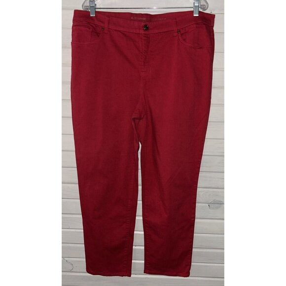 Chicos Sz 3 (16) Red So Slimming Girlfriend Ankle Jeans Pants Stretch EUC - Picture 1 of 12